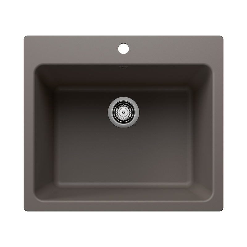 BLANCO 443116 Liven Liven SILGRANIT 25" Single Bowl Dual Mount Laundry Sink - Volcano Gray in Volcano Gray
