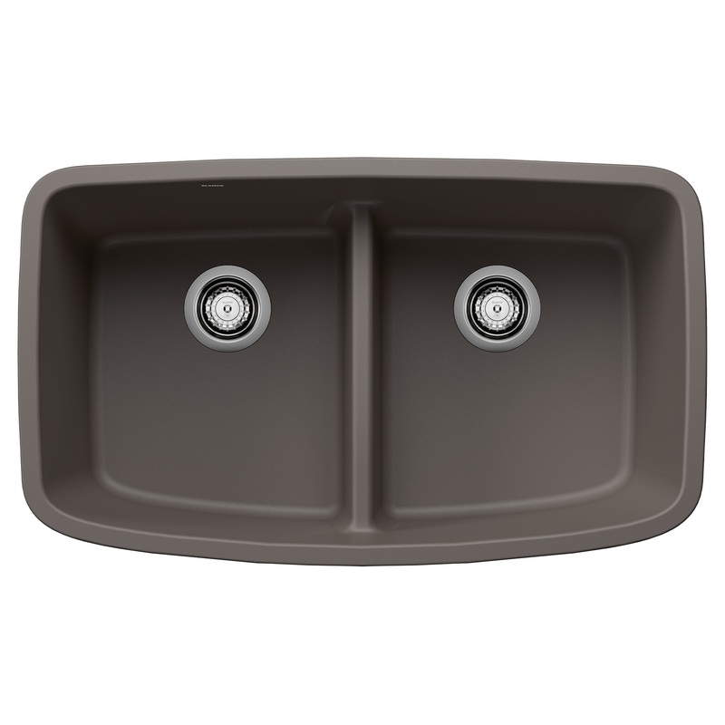 BLANCO 443126 Valea Valea SILGRANIT 32" 50/50 Double Bowl Undermount Kitchen Sink with Low Divide - Volcano Gray in Volcano Gray