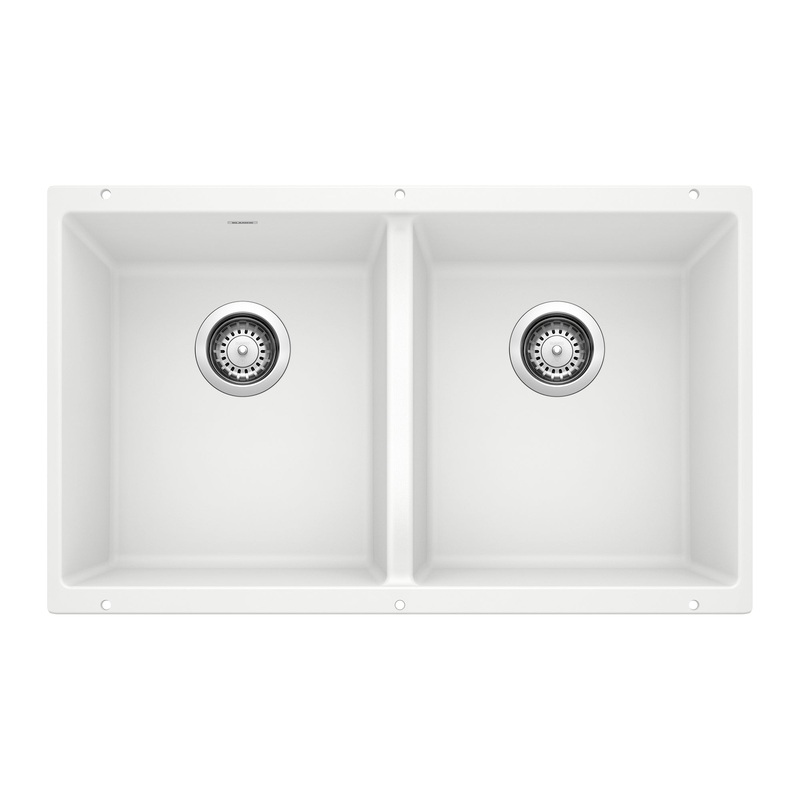 BLANCO 516320 Precis Precis SILGRANIT 29" 50/50 Double Bowl Undermount Kitchen Sink - White in White