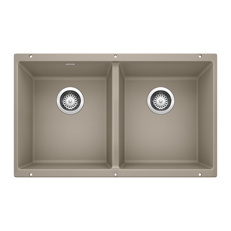 BLANCO 517678 Precis Precis SILGRANIT 29" 50/50 Double Bowl Undermount Kitchen Sink - Truffle in Truffle