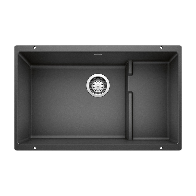 BLANCO 519450 Precis Precis Cascade SILGRANIT 29" Single Bowl Undermount Kitchen Sink with Colander - Anthracite in Anthracite