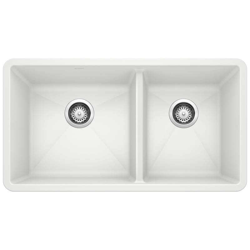 BLANCO 441125 Precis Precis SILGRANIT 33" 60/40 Double Bowl Undermount Kitchen Sink - White in White