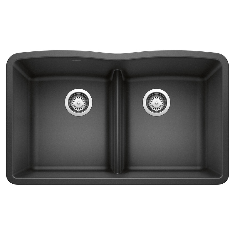 BLANCO 442075 Diamond Diamond SILGRANIT 32" 50/50 Double Bowl Undermount Kitchen Sink with Low Divide - Anthracite in Anthracite