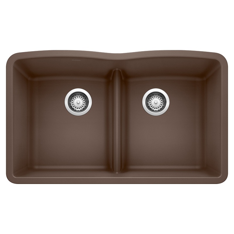 BLANCO 442078 Diamond Diamond SILGRANIT 32" 50/50 Double Bowl Undermount Kitchen Sink with Low Divide - Cafe in Cafe