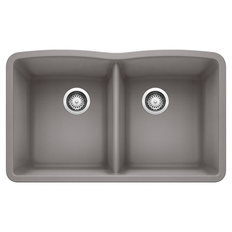 BLANCO 440183 Diamond Diamond SILGRANIT 32" 50/50 Double Bowl Undermount Kitchen Sink - Metallic Gray in Metallic Gray