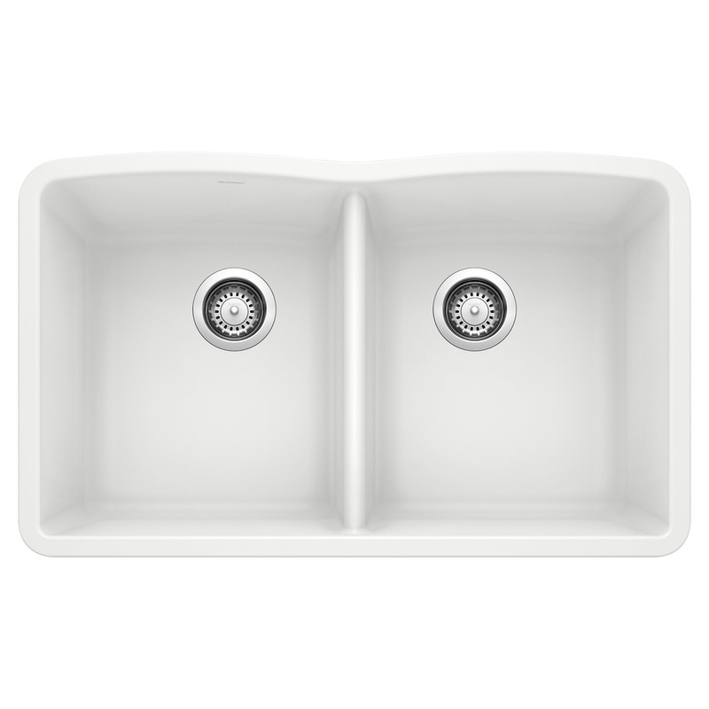 BLANCO 440185 Diamond Diamond SILGRANIT 32" 50/50 Double Bowl Undermount Kitchen Sink - White in White