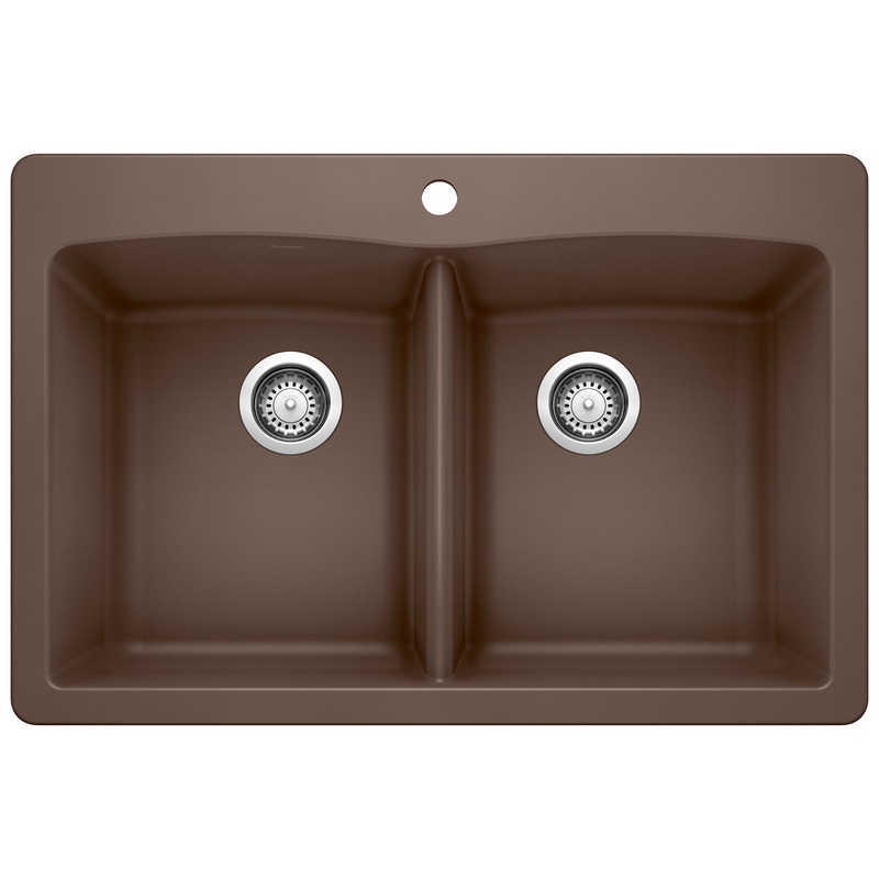 BLANCO 440218 Diamond Diamond SILGRANIT 33" 50/50 Double Bowl Dual Mount Kitchen Sink - Cafe in Cafe