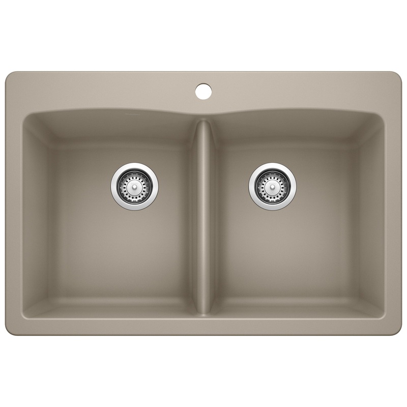 BLANCO 441285 Diamond Diamond SILGRANIT 33" 50/50 Double Bowl Dual Mount Kitchen Sink - Truffle in Truffle