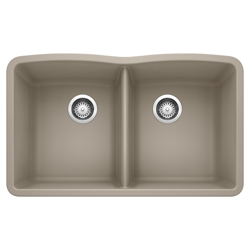 BLANCO 441286 Diamond Diamond SILGRANIT 32" 50/50 Double Bowl Undermount Kitchen Sink - Truffle in Truffle
