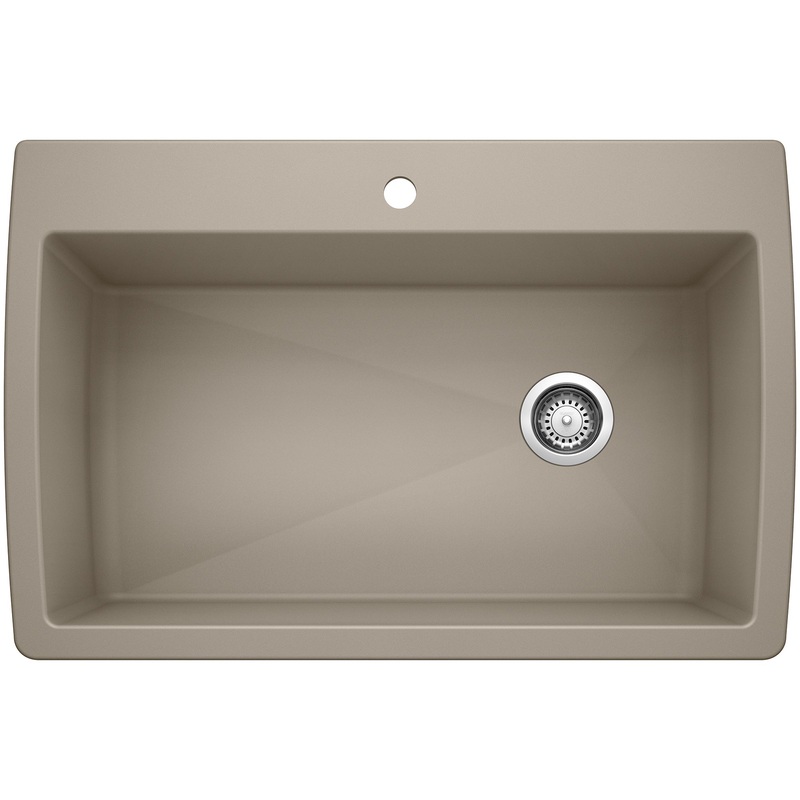 BLANCO 441287 Diamond Diamond SILGRANIT 33.5" Super Single Dual Mount Kitchen Sink - Truffle in Truffle