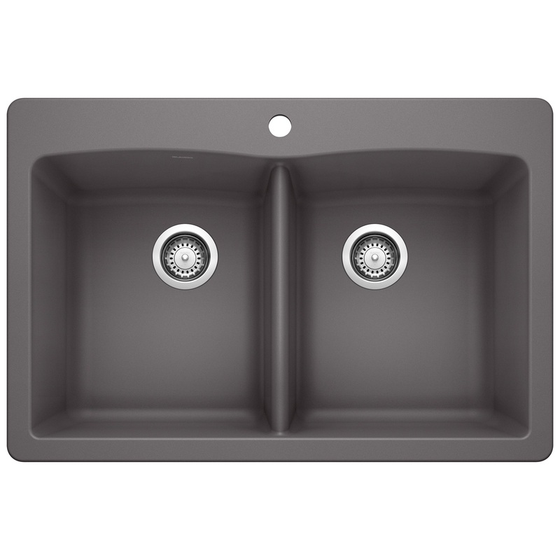 BLANCO 441466 Diamond Diamond SILGRANIT 33" 50/50 Double Bowl Dual Mount Kitchen Sink - Cinder in Cinder
