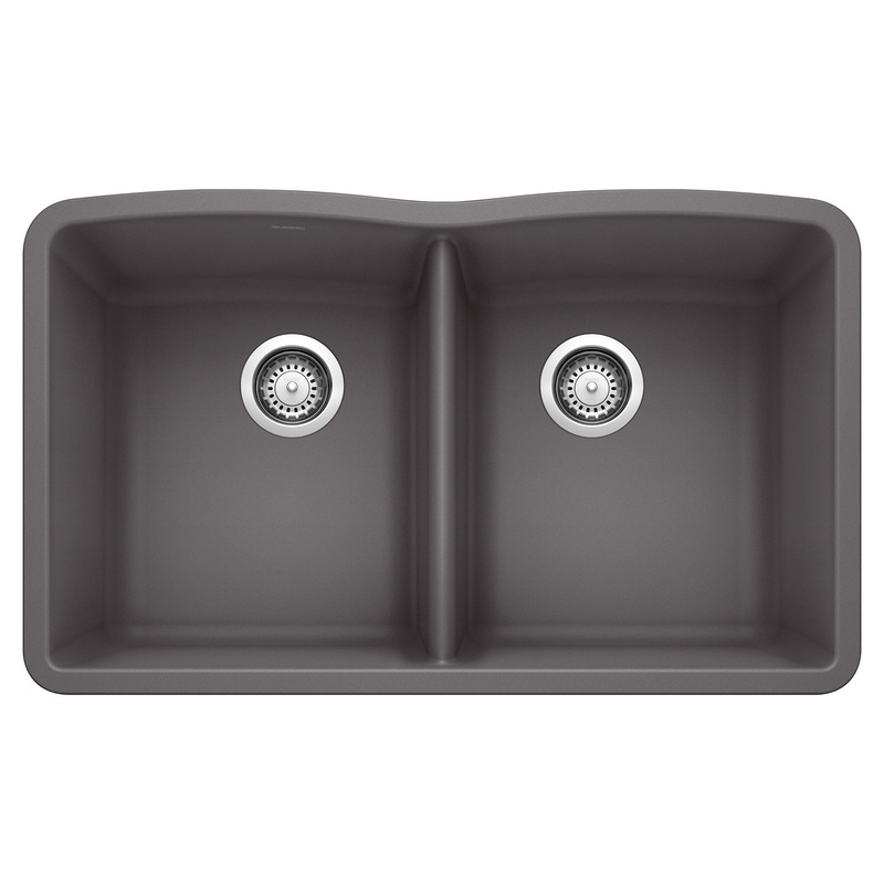 BLANCO 441470 Diamond Diamond SILGRANIT 32" 50/50 Double Bowl Undermount Kitchen Sink - Cinder in Cinder