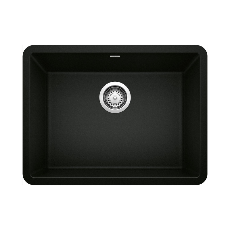 BLANCO 442928 Precis Precis SILGRANIT 24" Single Bowl Undermount Kitchen Sink - Coal Black in Coal Black