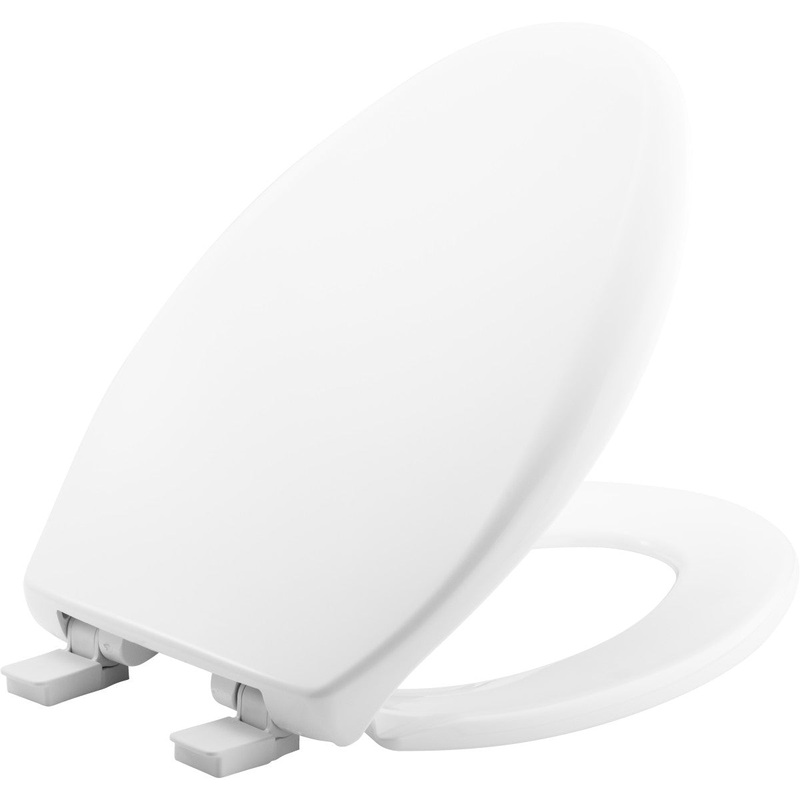 Bemis Affinity Elongated Plastic Toilet Seat in White with STA-TITE Seat Fastening System, EasyClean, WhisperClose, Precision Seat Fit Adjustable Hinge and Super Grip Bumpers
