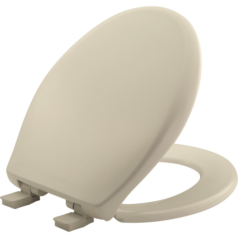 Bemis Affinity Round Plastic Toilet Seat in Bone with STA-TITE Seat Fastening System, EasyClean, WhisperClose, Precision Seat Fit Adjustable Hinge and Super Grip Bumpers