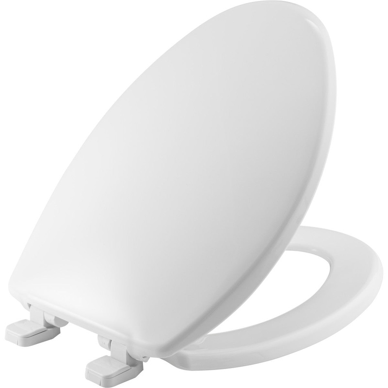 Bemis Elongated Hospitality Plastic Toilet Seat in White with STA-TITE Seat Fastening System and WhisperClose Hinge