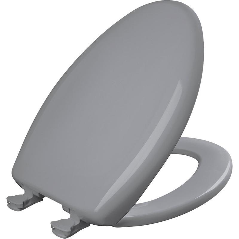 Bemis Elongated Plastic Toilet Seat in Country Grey with STA-TITE Seat Fastening System, EasyClean and  WhisperClose Hinge