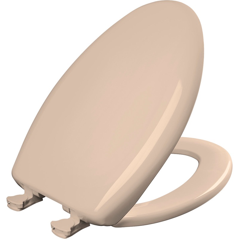 Bemis Elongated Plastic Toilet Seat in Desert Bloom with STA-TITE Seat Fastening System, EasyClean and  WhisperClose Hinge