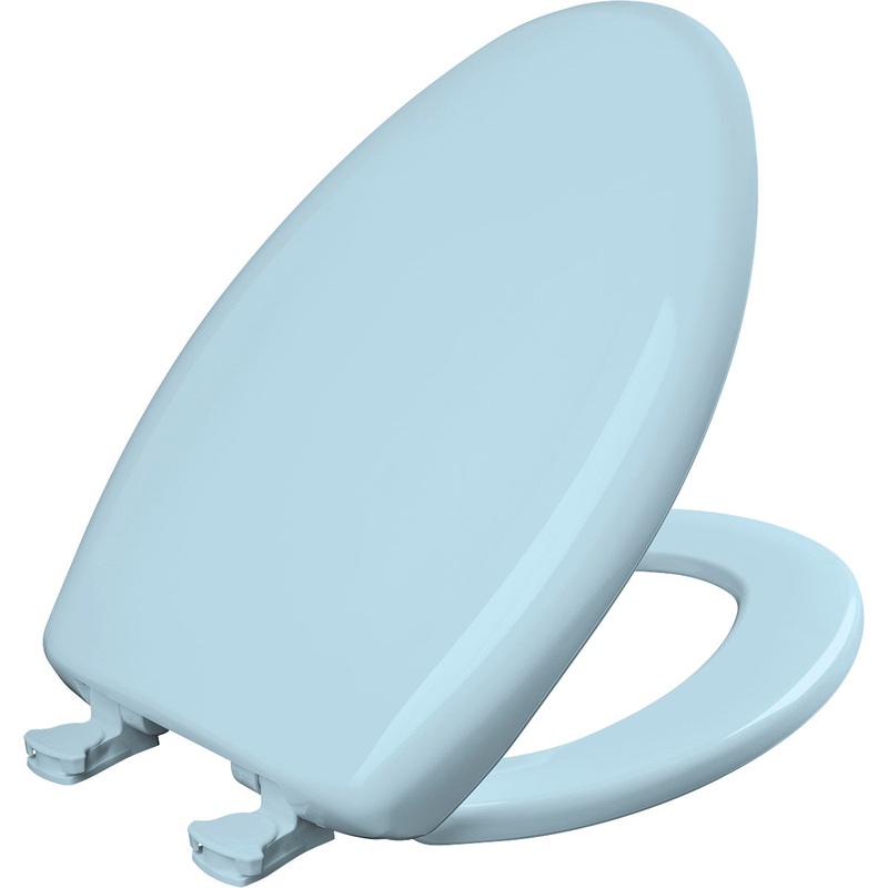 Bemis Elongated Plastic Toilet Seat in Dresden Blue with STA-TITE Seat Fastening System, EasyClean and  WhisperClose Hinge