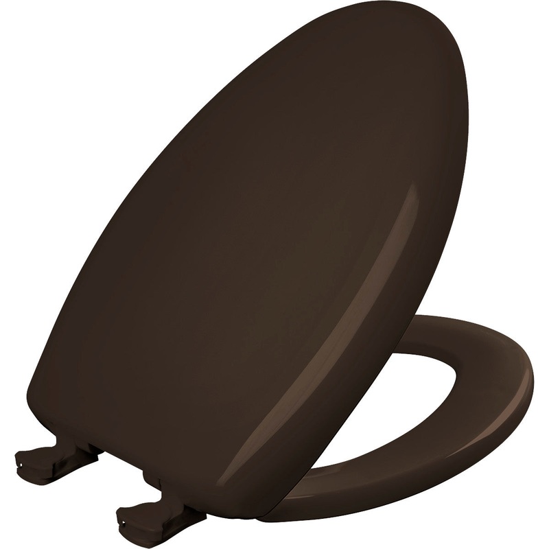 Bemis Elongated Plastic Toilet Seat in Espresso Brown with STA-TITE Seat Fastening System, EasyClean and  WhisperClose Hinge