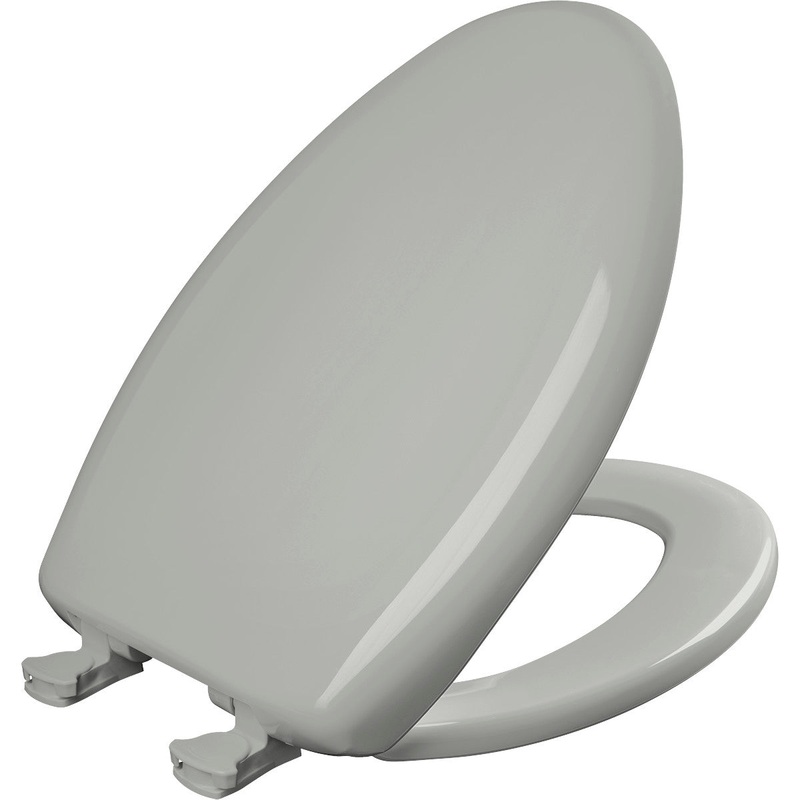 Bemis Elongated Plastic Toilet Seat in Ice Grey with STA-TITE Seat Fastening System, EasyClean and  WhisperClose Hinge