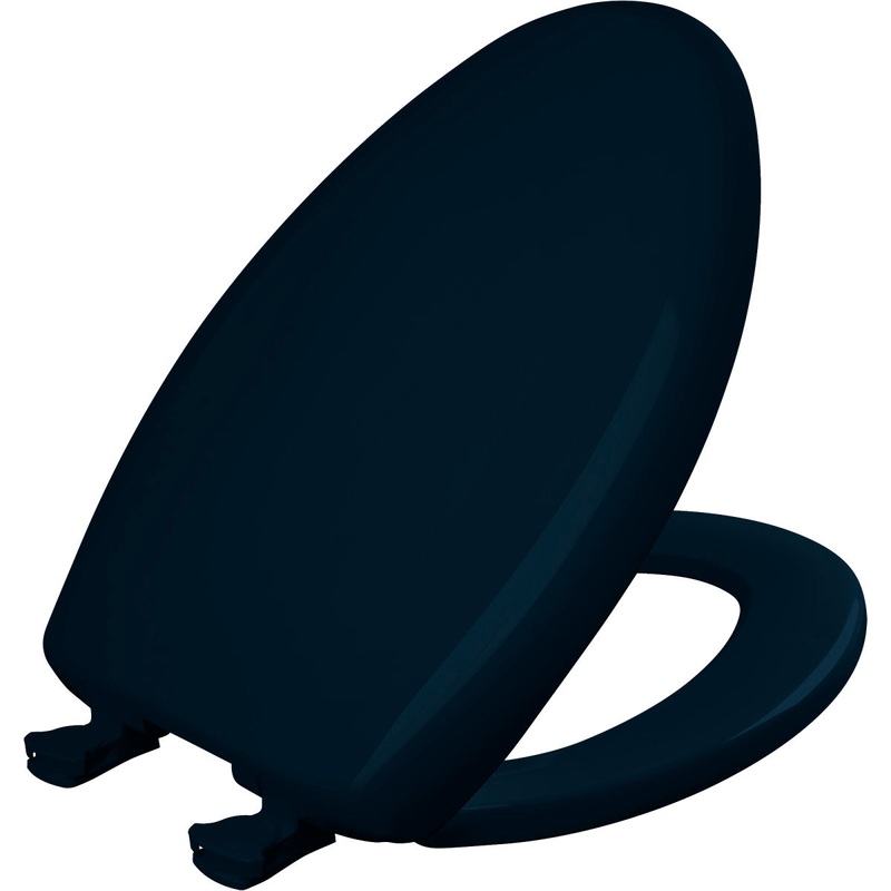 Bemis Elongated Plastic Toilet Seat in Navy with STA-TITE Seat Fastening System, EasyClean and  WhisperClose Hinge