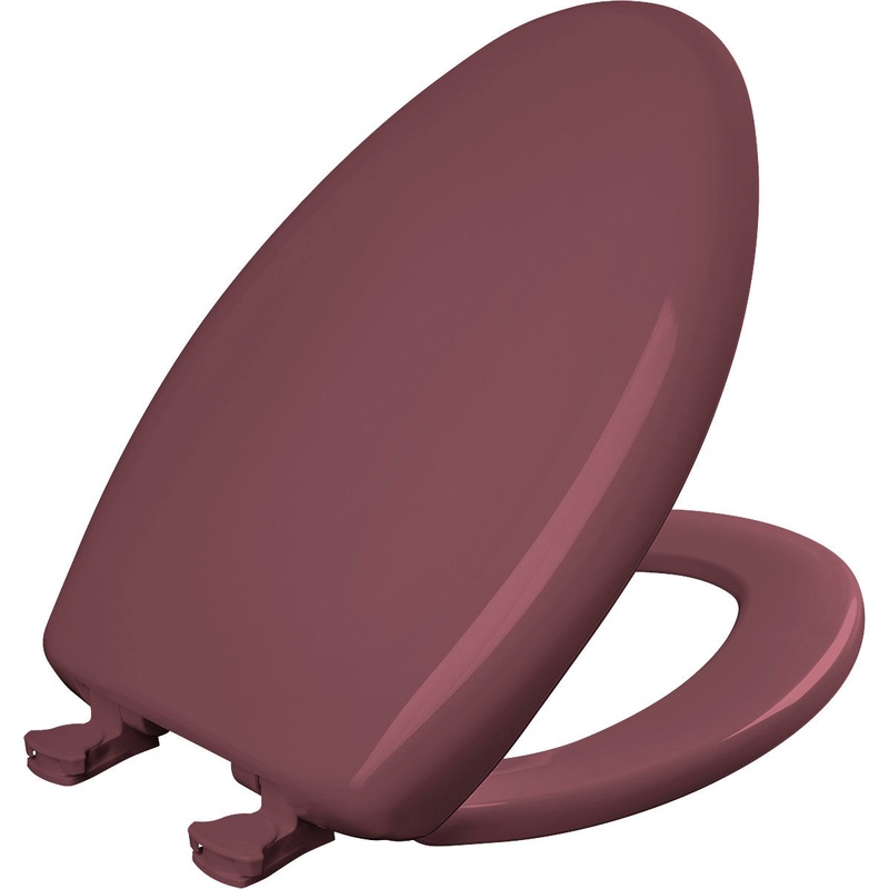 Bemis Elongated Plastic Toilet Seat in Raspberry with STA-TITE Seat Fastening System, EasyClean and  WhisperClose Hinge