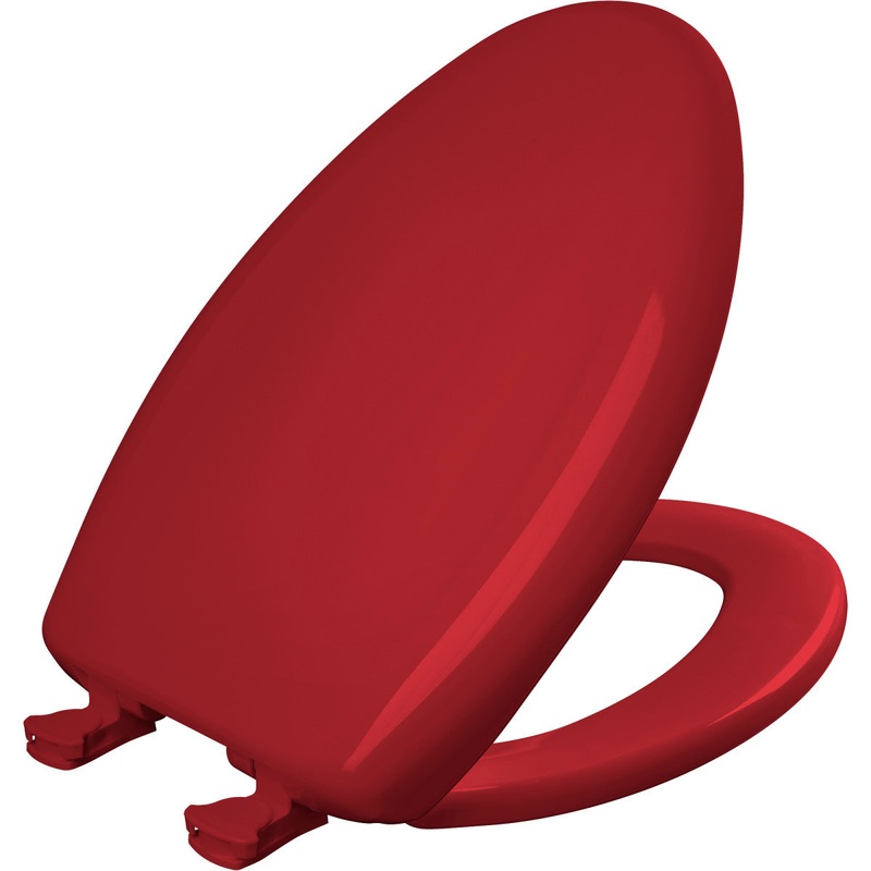 Bemis Elongated Plastic Toilet Seat in Red with STA-TITE Seat Fastening System, EasyClean and  WhisperClose Hinge