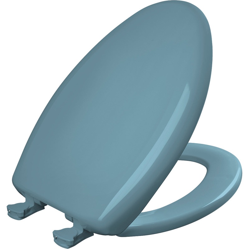 Bemis Elongated Plastic Toilet Seat in Regency Blue with STA-TITE Seat Fastening System, EasyClean and  WhisperClose Hinge