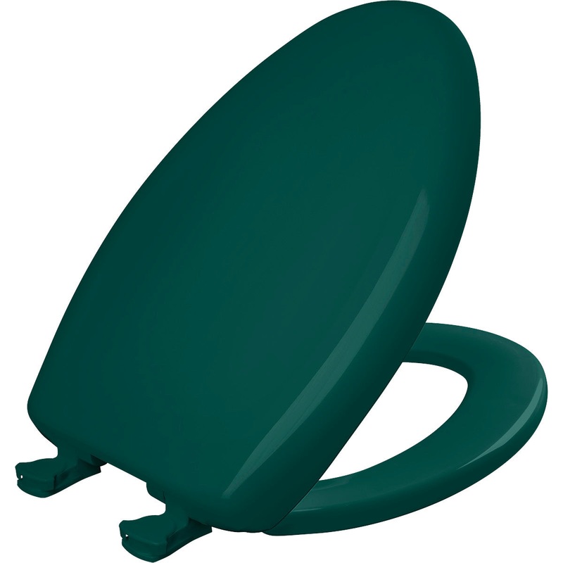 Bemis Elongated Plastic Toilet Seat in Teal with STA-TITE Seat Fastening System, EasyClean and  WhisperClose Hinge