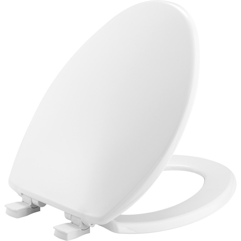 Bemis Elongated Plastic Toilet Seat in White with EasyClean and WhisperClose Hinge