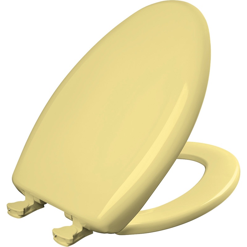 Bemis Elongated Plastic Toilet Seat in Yellow with STA-TITE Seat Fastening System, EasyClean and  WhisperClose Hinge