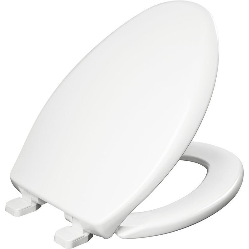 Bemis Kennan Elongated Plastic Toilet Seat in White with STA-TITE Seat Fastening System, WhisperClose Hinge and Super Grip Bumpers