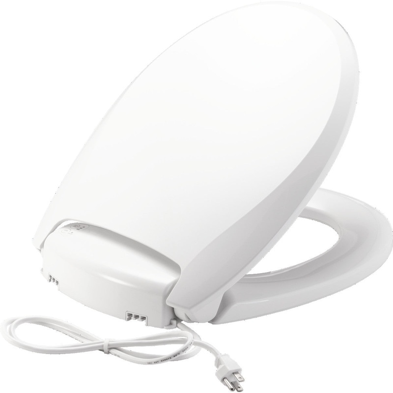 Bemis Radiance Round Plastic Toilet Seat in White with Adjustable Heat, iLumalight, STA-TITE Seat Fastening System, and WhisperClose with Precision Seat Fit Adjustable Hinge