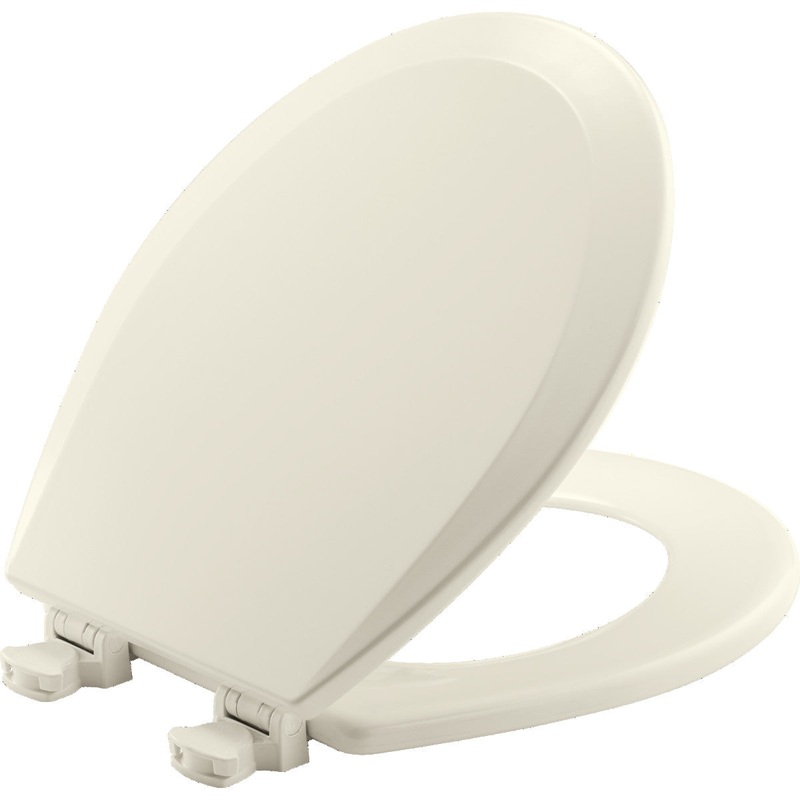 Bemis Round Enameled Wood Toilet Seat in Biscuit with EasyClean Hinge