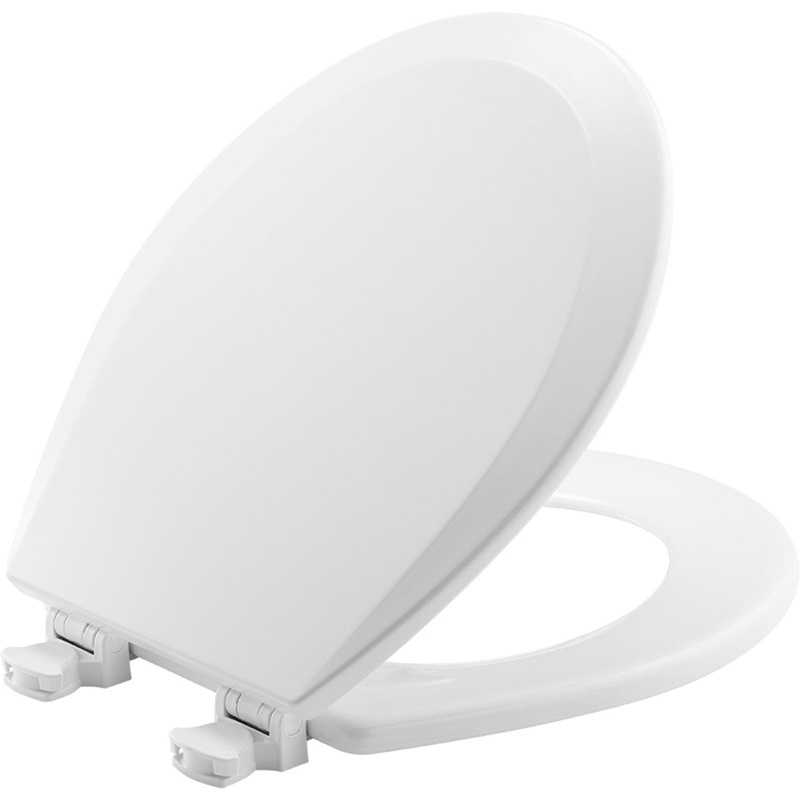 Bemis Round Enameled Wood Toilet Seat in Cotton White with EasyClean Hinge