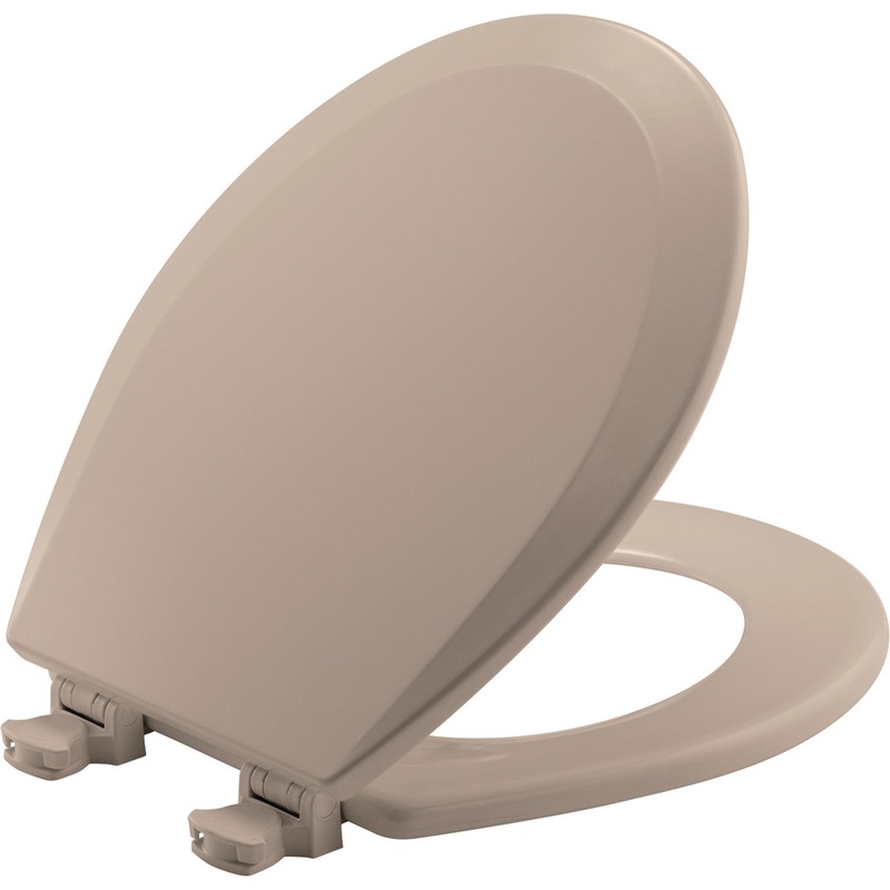 Bemis Round Enameled Wood Toilet Seat in Fawn Beige with EasyClean Hinge