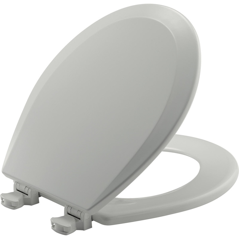 Bemis Round Enameled Wood Toilet Seat in Ice Grey with EasyClean Hinge