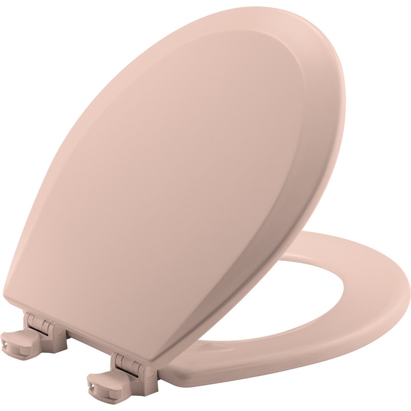 Bemis Round Enameled Wood Toilet Seat in Venetian Pink with EasyClean Hinge