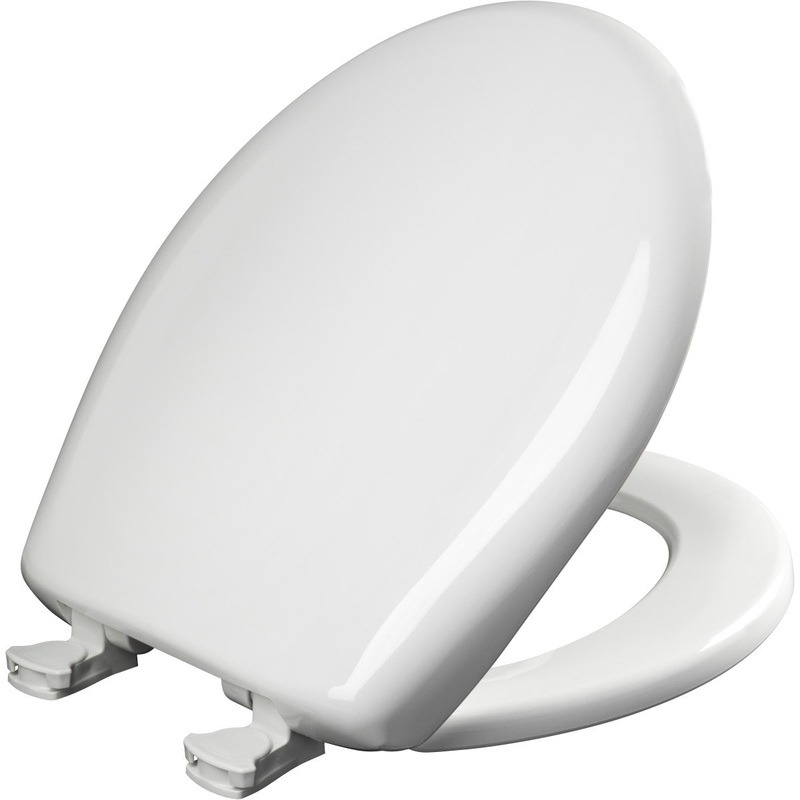 Bemis Round Plastic Toilet Seat in Crane White with STA-TITE Seat Fastening System, EasyClean and  WhisperClose Hinge