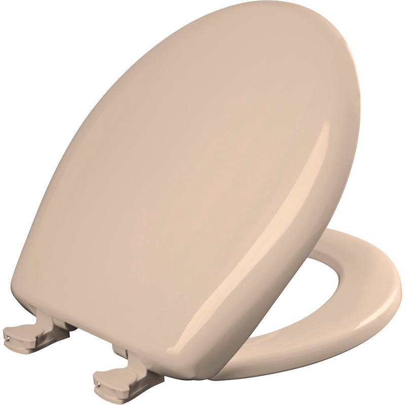 Bemis Round Plastic Toilet Seat in Desert Bloom with STA-TITE Seat Fastening System, EasyClean and  WhisperClose Hinge