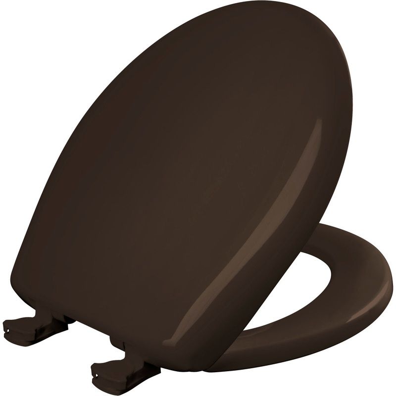 Bemis Round Plastic Toilet Seat in Espresso Brown with STA-TITE Seat Fastening System, EasyClean and  WhisperClose Hinge