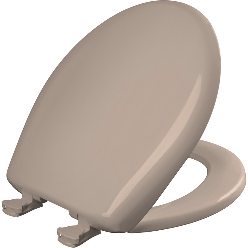Bemis Round Plastic Toilet Seat in Fawn Beige with STA-TITE Seat Fastening System, EasyClean and  WhisperClose Hinge