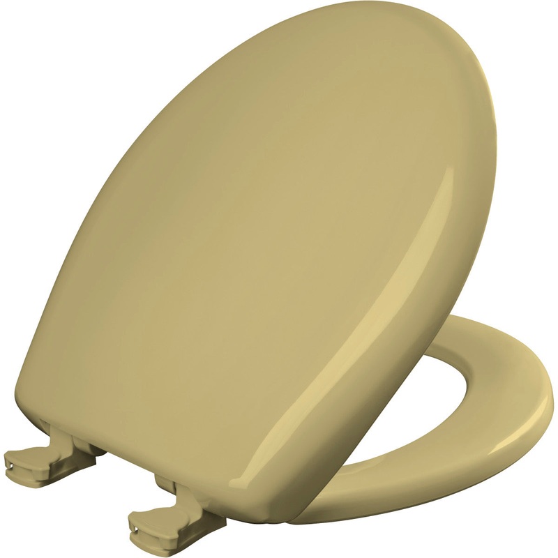 Bemis Round Plastic Toilet Seat in Harvest Gold with STA-TITE Seat Fastening System, EasyClean and  WhisperClose Hinge
