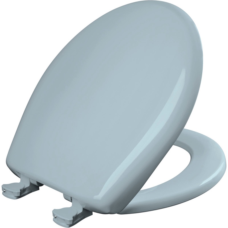 Bemis Round Plastic Toilet Seat in Heron Blue with STA-TITE Seat Fastening System, EasyClean and  WhisperClose Hinge