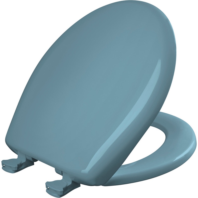 Bemis Round Plastic Toilet Seat in Regency Blue with STA-TITE Seat Fastening System, EasyClean and  WhisperClose Hinge