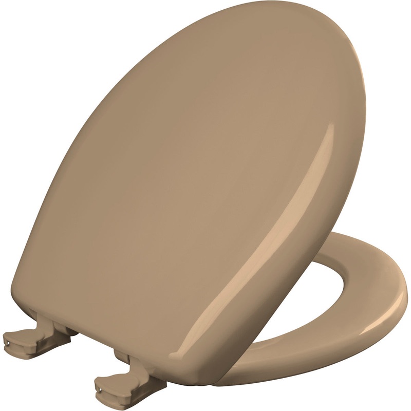 Bemis Round Plastic Toilet Seat in Sand with STA-TITE Seat Fastening System, EasyClean and  WhisperClose Hinge