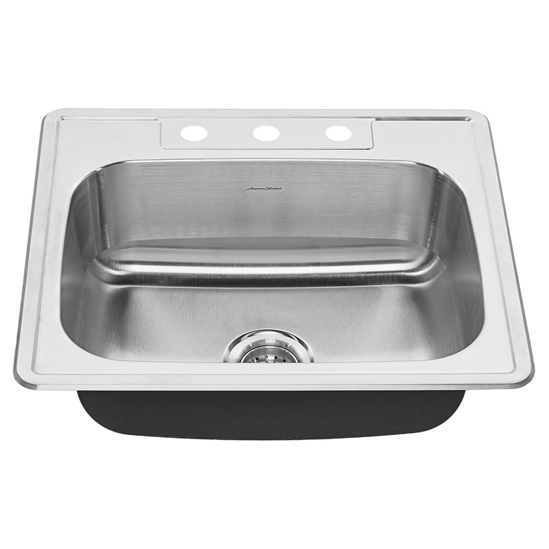AMERICAN STANDARD 22SB.6252283S.075, Colony 25 x 22-Inch Stainless Steel 3-Hole Top Mount Single-Bowl ADA Kitchen Sink in Stainless Stl
