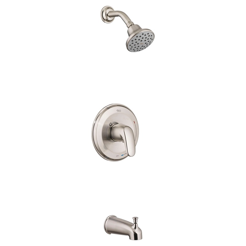 AMERICAN STANDARD TU075508.295, Colony PRO  1.75 gpm/6.6 L/min Tub and Shower Trim Kit With Water-Saving Showerhead, Double Ceramic Pressure Balance Cartridge With Lever Handle in Brushed Nickel