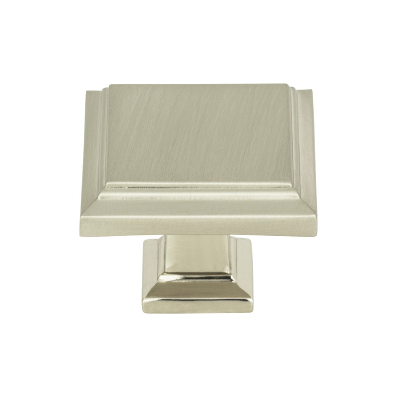 ATLAS 289-BRN Sutton Place 1 1/4" Length Square Knob - Brushed Nickel